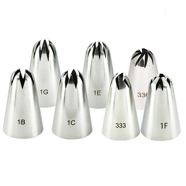 Wanlihao #1B#1C#1F#1E Stainless Steel Cake Nozzle Large Size Icing Piping Tips Cake Decoration Baking Tools