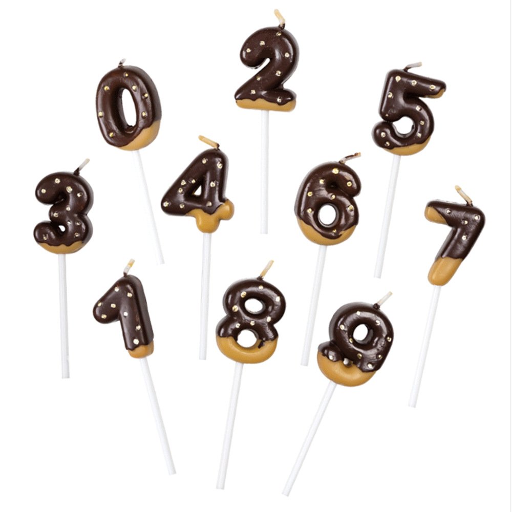 Sweet Chocolate Biscuits For Cake Topper Digital Candles 0-9 Number Wishing Gradient Party Dessert Table Dress Up numeral candle