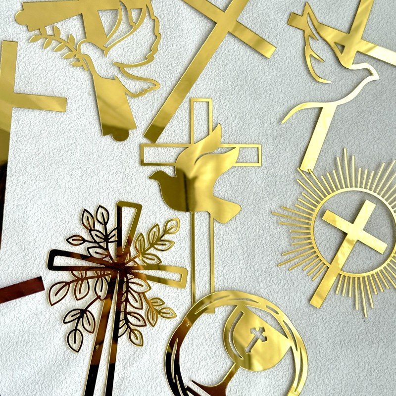 Ins style Peace Pigeon Cross Cake decoration Communion Baby Shower cake topper party decoration acrylic cake topper