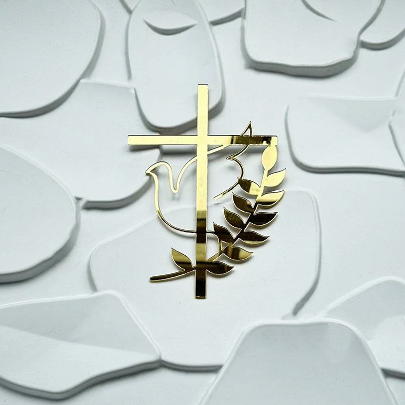 Ins style Peace Pigeon Cross Cake decoration Communion Baby Shower cake topper party decoration acrylic cake topper
