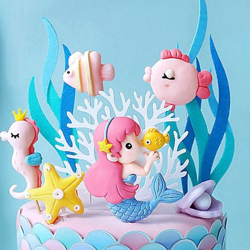 Fish Animal Cake Topper Decor Birthday Cake Under The Sea Party Mermaid Party 1st First Birthday Party Decor Kids Baby Shower