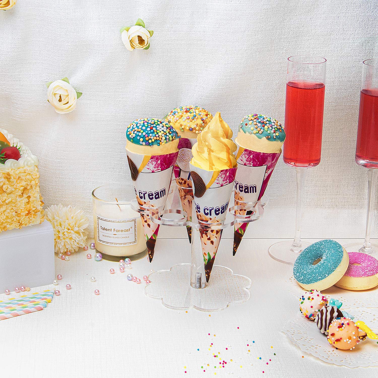 Factory wholesale 8 Holes Parties Anniversaries Christmas Tray Acrylic Ice Cream Cone Holder Stand for Weddings Baby Shower