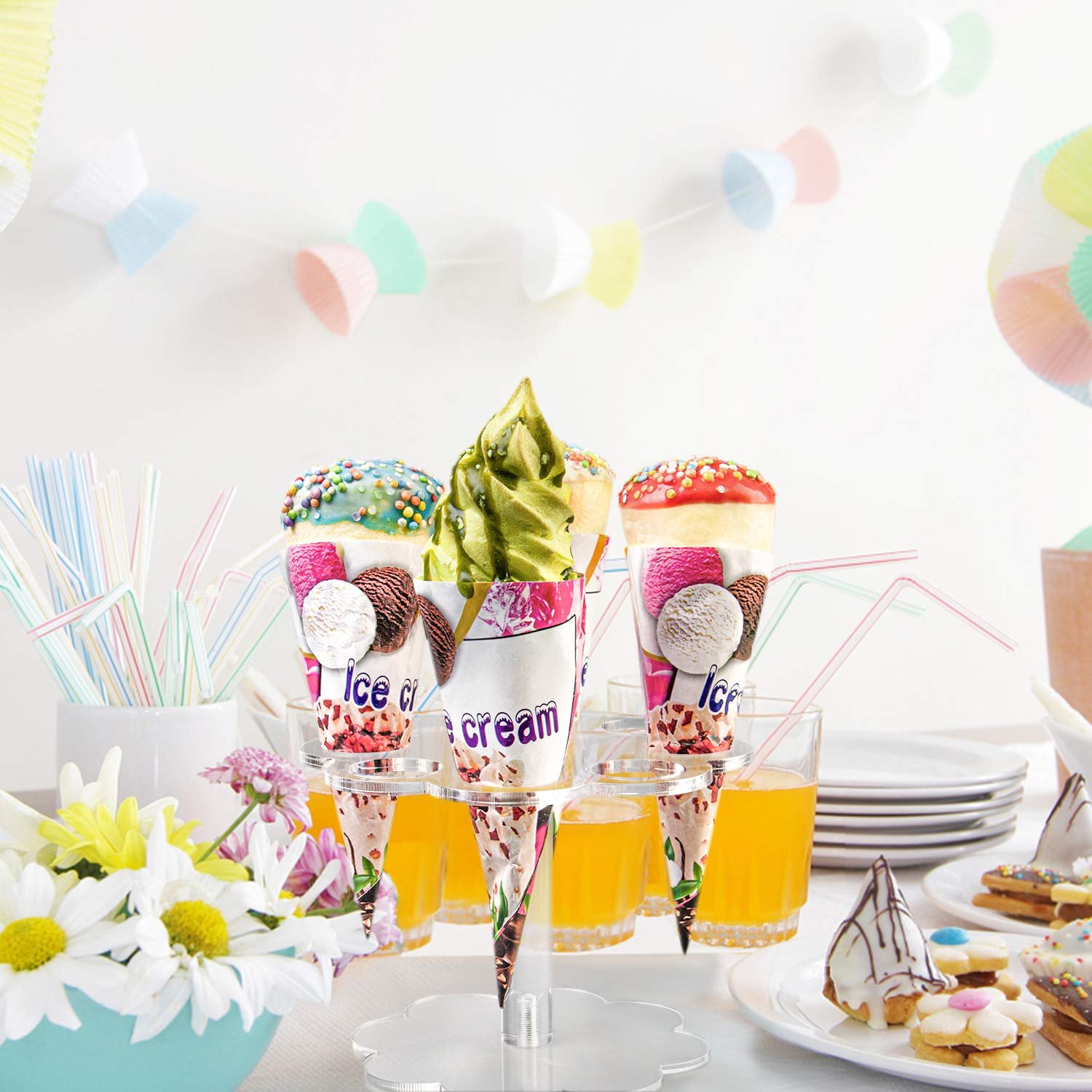 Factory wholesale 8 Holes Parties Anniversaries Christmas Tray Acrylic Ice Cream Cone Holder Stand for Weddings Baby Shower