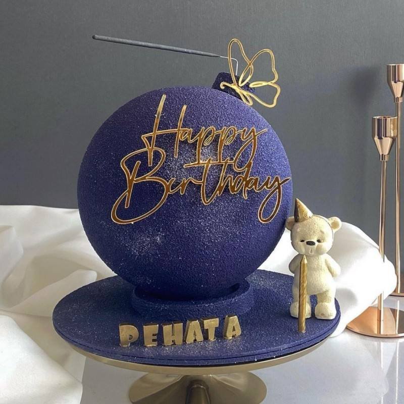 KLS wholesale Customized acrylic Happy Birthday Cake topper Gold silver black cake Topper party baking decoration supplies