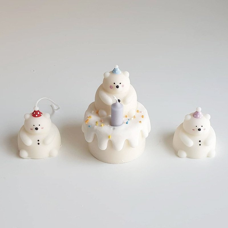 Early Riser Cute Little Bear Silicone Candle Mold Cake Decorating Supplies Soap Mold Plaster Home Decor Resin Molds