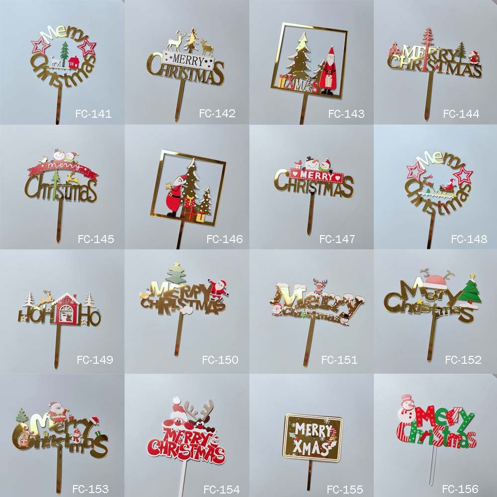 Santa Acrylic Cake Topper Decor Toppers for Happy New Year Xmas Merry Christmas Party Cakes Decoration