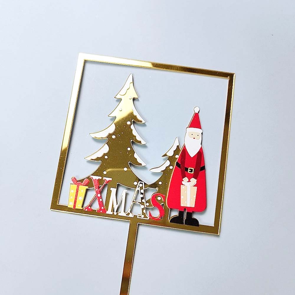 Santa Acrylic Cake Topper Decor Toppers for Happy New Year Xmas Merry Christmas Party Cakes Decoration