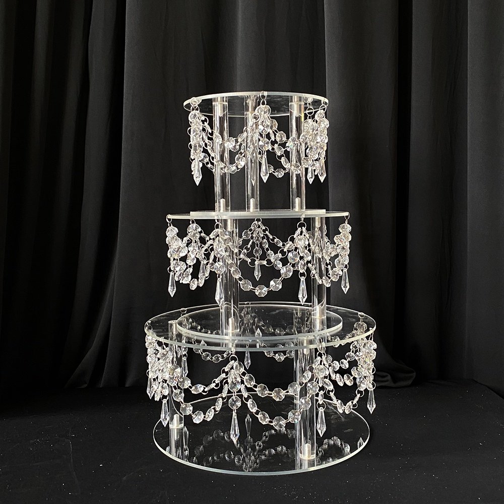 Hot Design Modern 3-Tier Acrylic Wedding Cake Stand High Quality Display Stand for Weddings Events