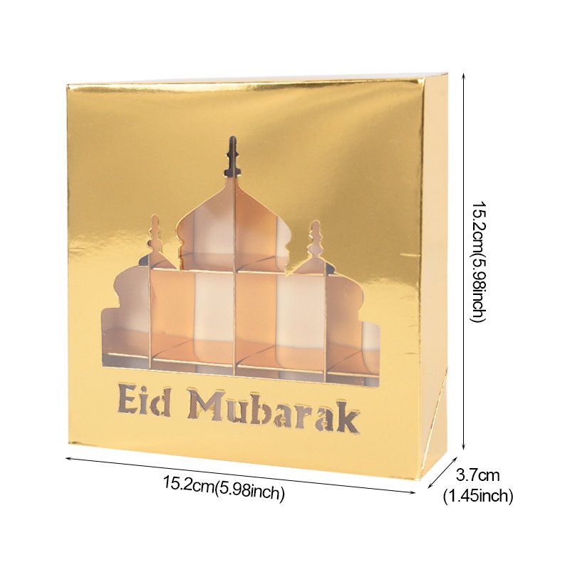 Eid Mubarak Ramadan Festival Decorations Candy Gift Box 16 Slots Eid Candy Chocolate Cake Box With Clear Window Display
