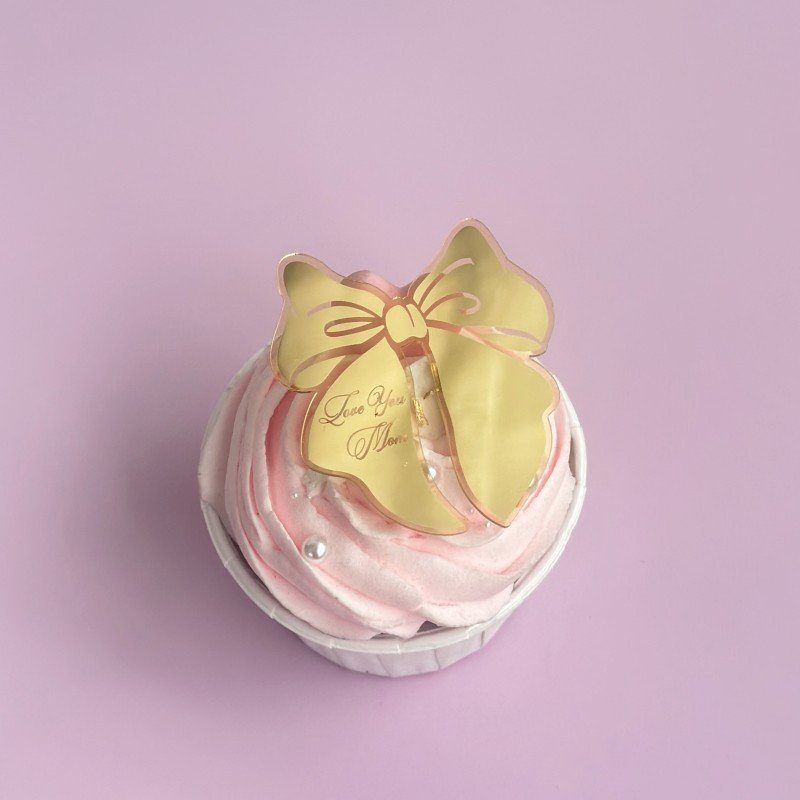 Happy Birthday Acrylic Cake Decorator Love You Mom Cake Topper Elegant Bow Design for Cake Decorating Supplies