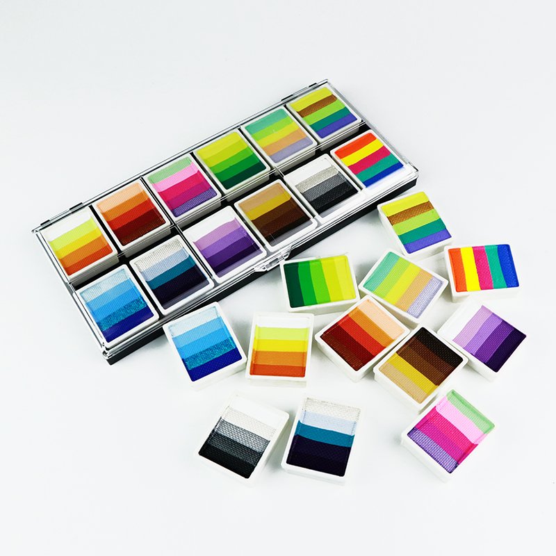 Pintacaritas profesional Water Activated Rainbow Split cake Body Painting Supplies Face Paint Kit For Kids Professional