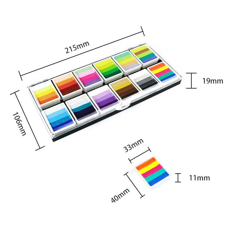 Pintacaritas profesional Water Activated Rainbow Split cake Body Painting Supplies Face Paint Kit For Kids Professional