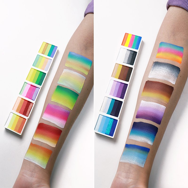 Pintacaritas profesional Water Activated Rainbow Split cake Body Painting Supplies Face Paint Kit For Kids Professional