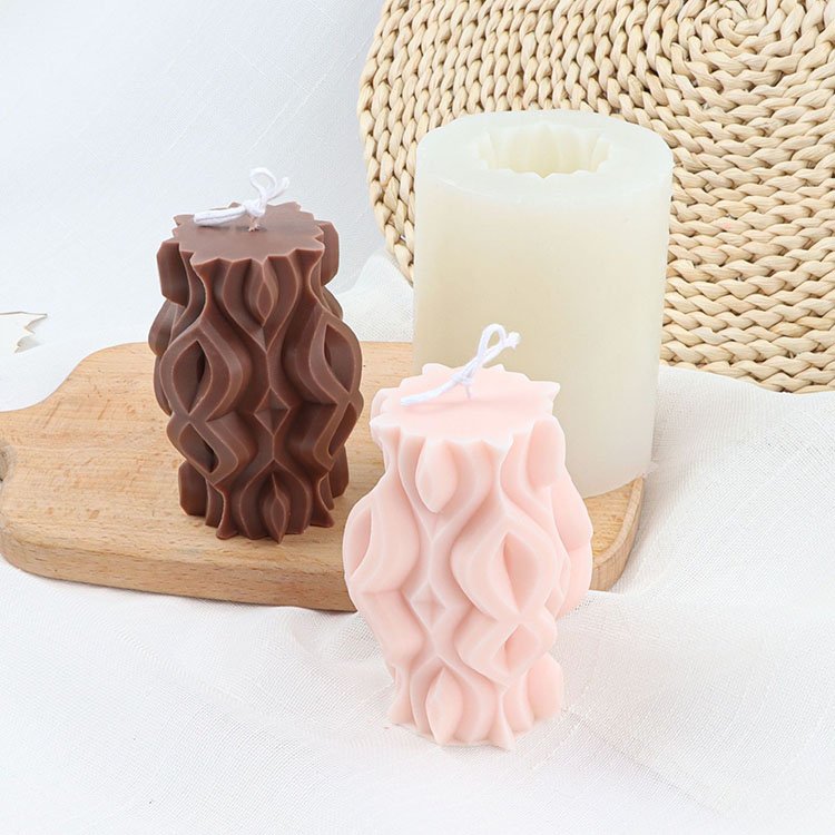 Twisted Striped Column Silicone Candle Mold Spider Striped Column Gypsum Decorations Casting Mold DIY Aromatherapy Candle Making