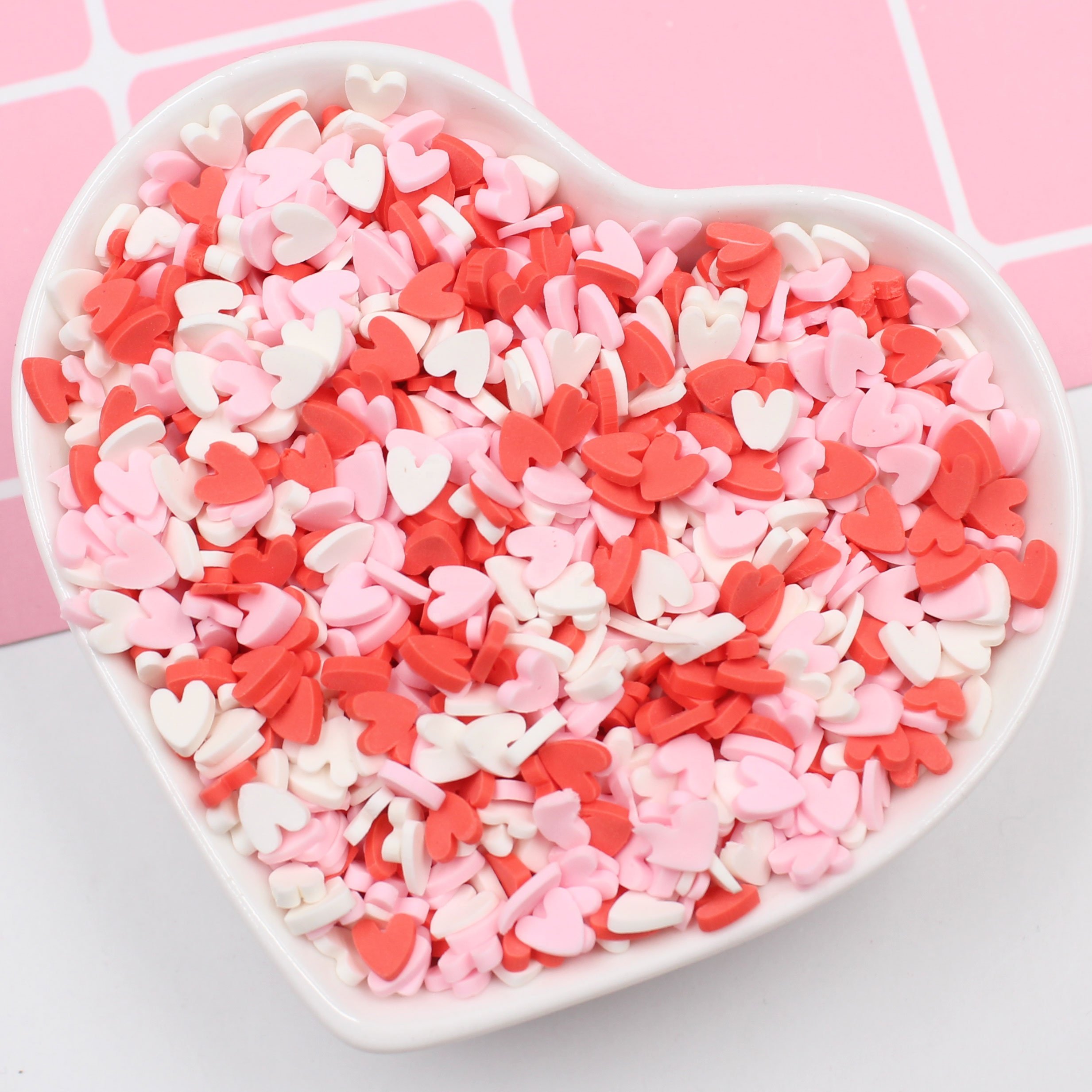 Good Quality Polymer Clay Heart Shaped Slices Nail Art Kit Hearts Sprinkles Soft Pottery for Jewelry Making Slime Filling