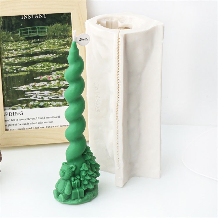 Christmas Series Long Spiral Pillar Silicone Candle Mold Santa Claus Elk Decorations Casting Mold DIY Aromatherapy Candle Making