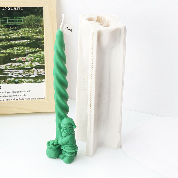 Christmas Series Long Spiral Pillar Silicone Candle Mold Santa Claus Elk Decorations Casting Mold DIY Aromatherapy Candle Making