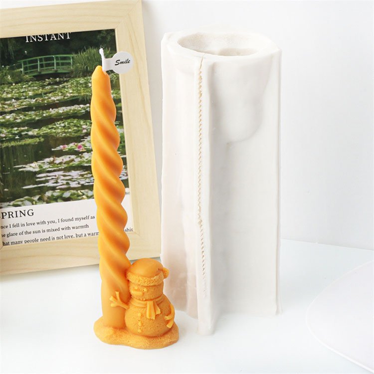 Christmas Series Long Spiral Pillar Silicone Candle Mold Santa Claus Elk Decorations Casting Mold DIY Aromatherapy Candle Making
