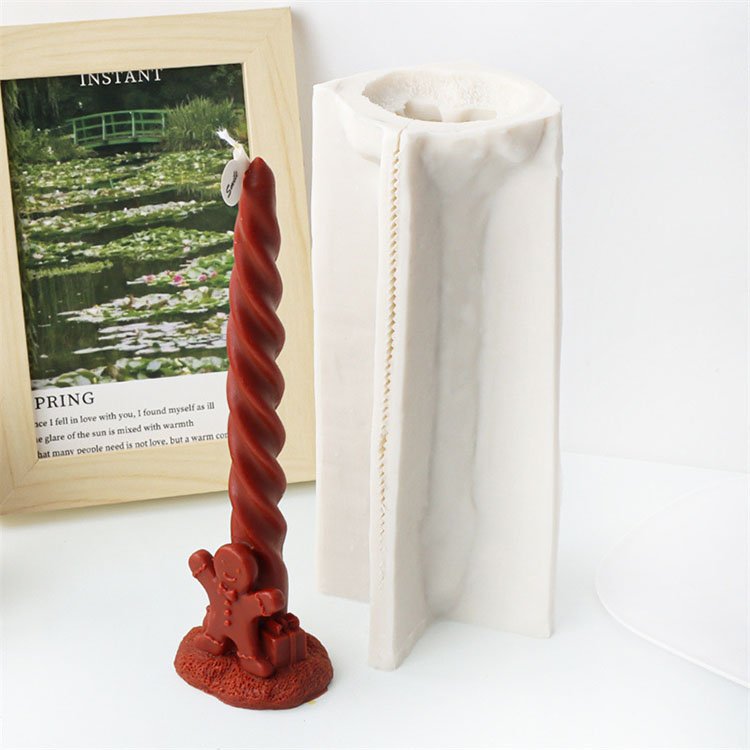 Christmas Series Long Spiral Pillar Silicone Candle Mold Santa Claus Elk Decorations Casting Mold DIY Aromatherapy Candle Making