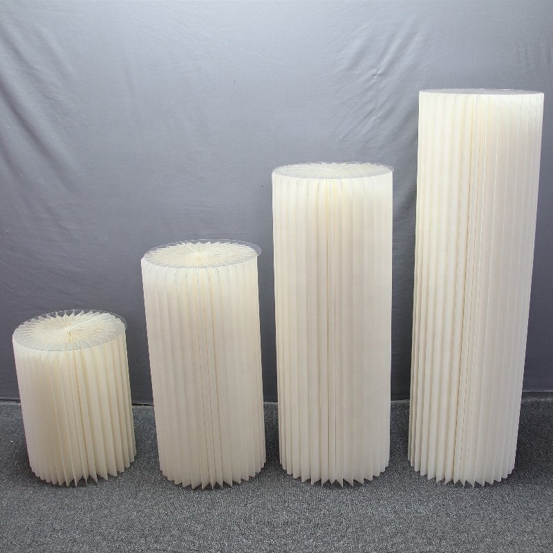 Foldable Paper Columns Display Pedestals Stands For Wedding, Foldable Paper Columns Display Pedestal Stands with Acrylic Disc