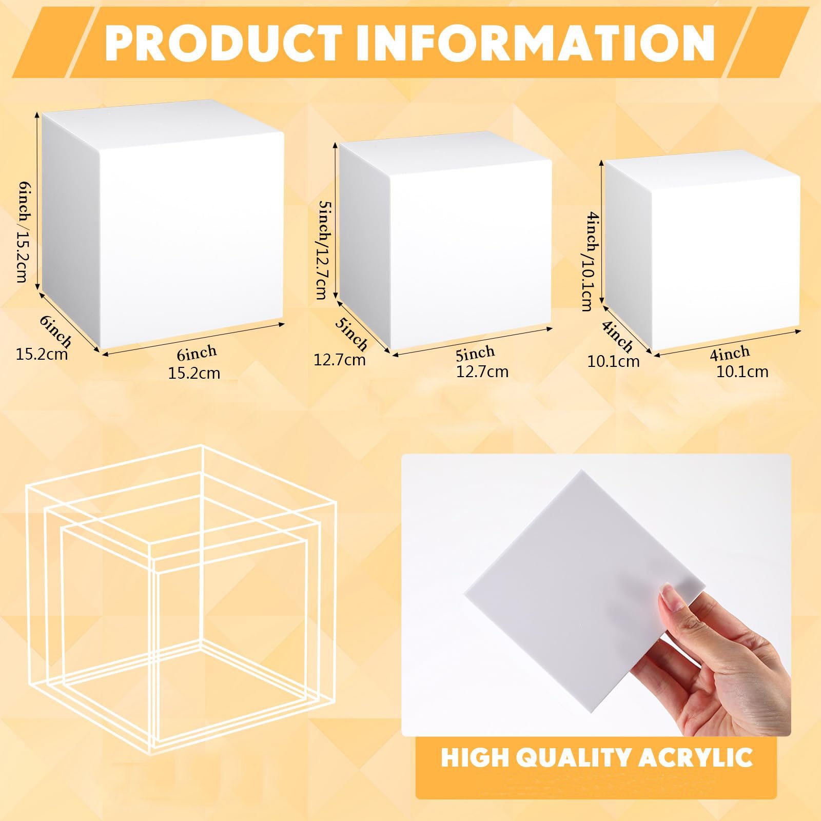 Factory wholesale 3 Pcs wedding decoration Display plate party cake decorating supplies Acrylic Cake Tray Boxes for home decor