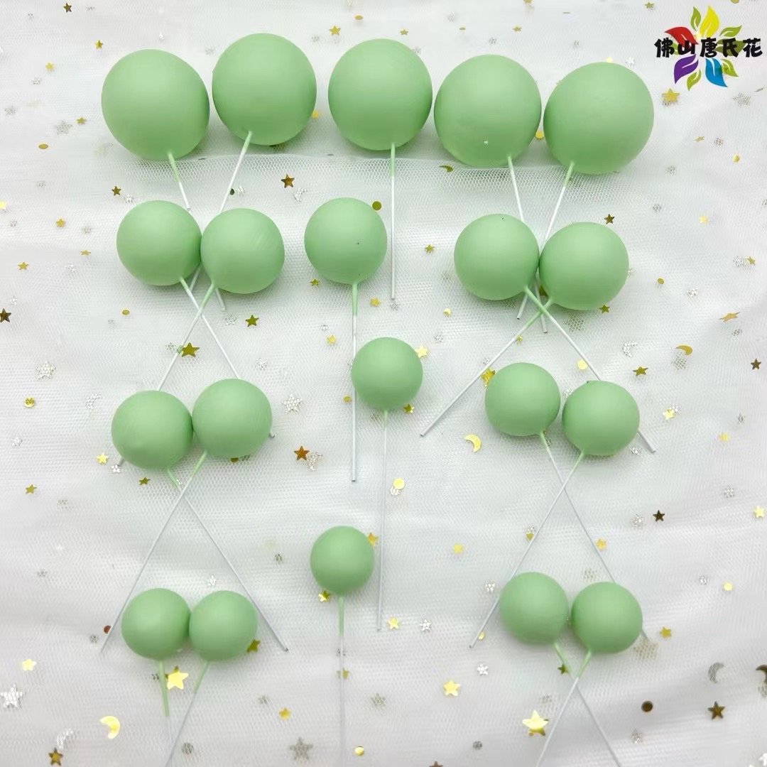 matte ball cake toppers new foam balls green Faux Balls for cake decoration happy birthday green topic 20pcs mix color