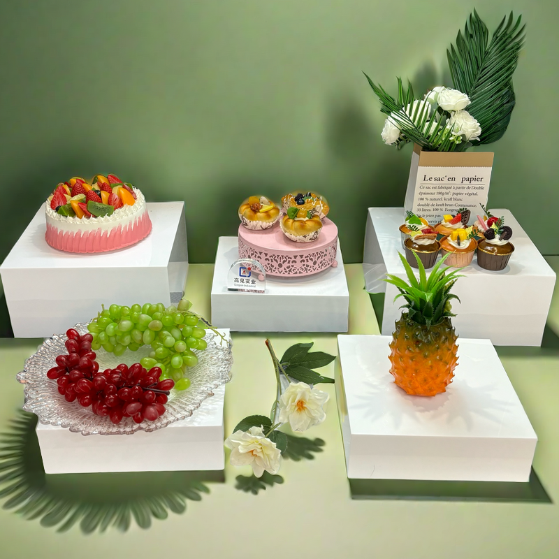 Gaojian Custom Size Color Acrylic Display Racks Table Display Stand Exhibiting Buffet Food Jewelry Catering Boxes Nesting Risers