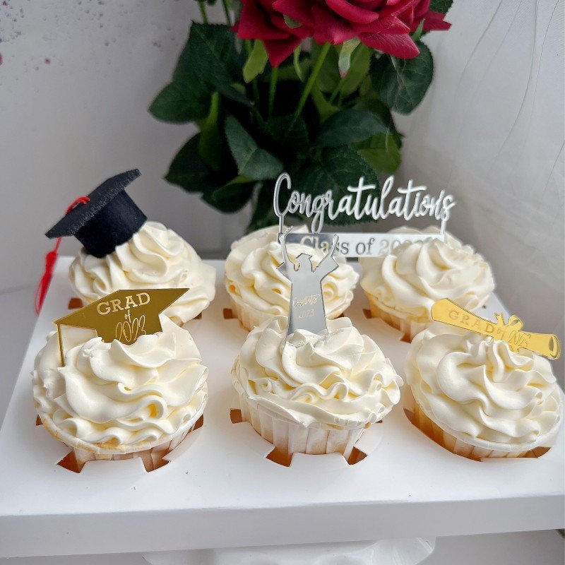 Graduation season marking acrylic cupcake decoration round marking graduation cake decoration cake toppers different designs