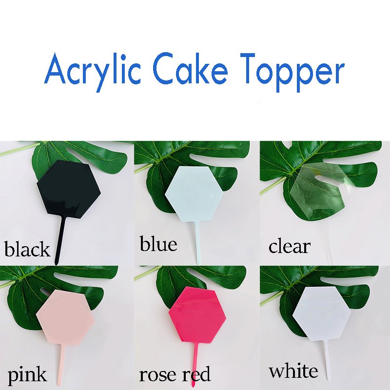 Happy Birthday Hexagon Acrylic Cake Topper for Birthday Party Supplies Personalized Christmas Cake Toppers Wedding Decoration