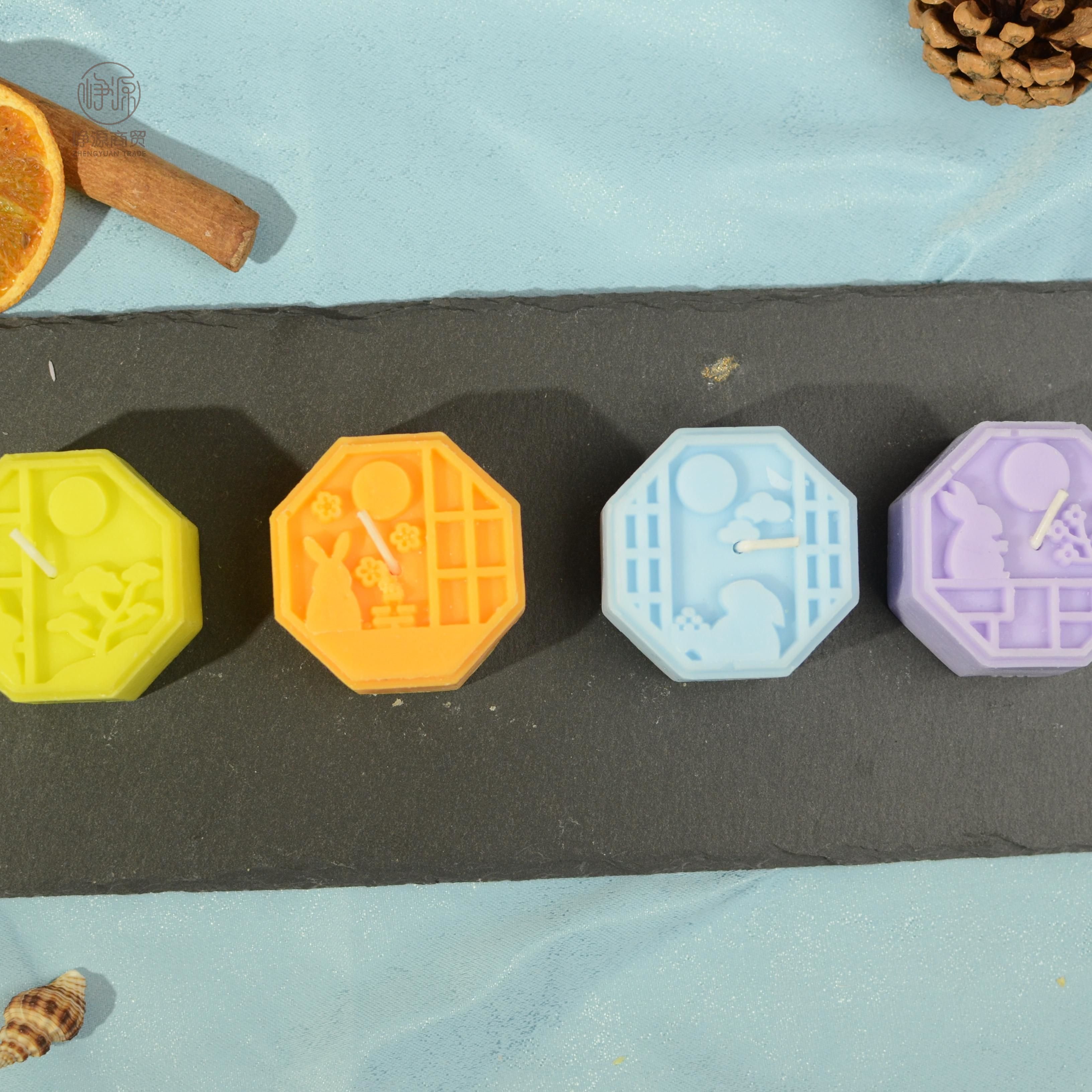 High Quality Custom Creative Mid-autumn Festival Gift Box Fragrance Aromatherapy Mooncake Candles For Festival Decoration