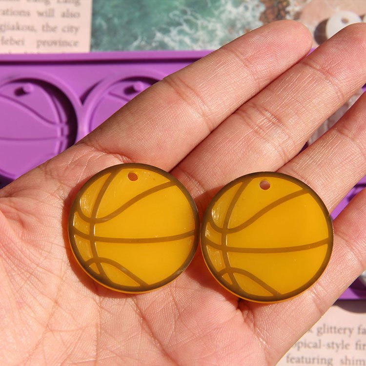 DIY Football Basketball Baseball Rugby Earrings Crystal Epoxy Resin Mold Pendant Silicone Mould Jewelry Necklace Plaster Tools