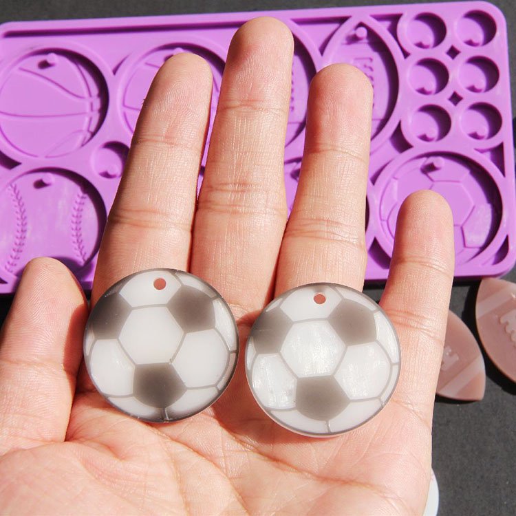 DIY Football Basketball Baseball Rugby Earrings Crystal Epoxy Resin Mold Pendant Silicone Mould Jewelry Necklace Plaster Tools