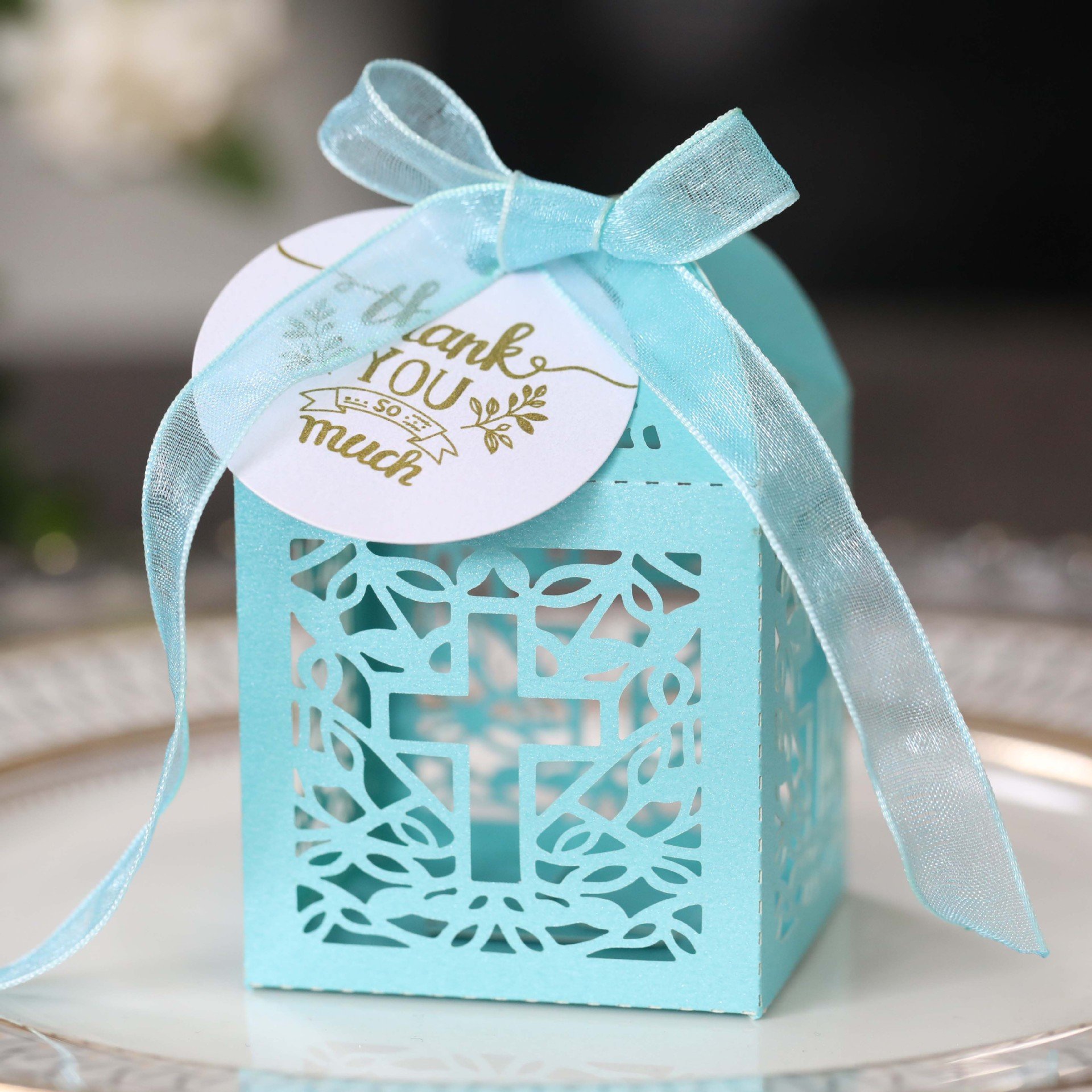 Hollow Pearlescent White Laser Thank You Hanging Wedding Cross Chocolate Candy Box Cake Decorating Supplies