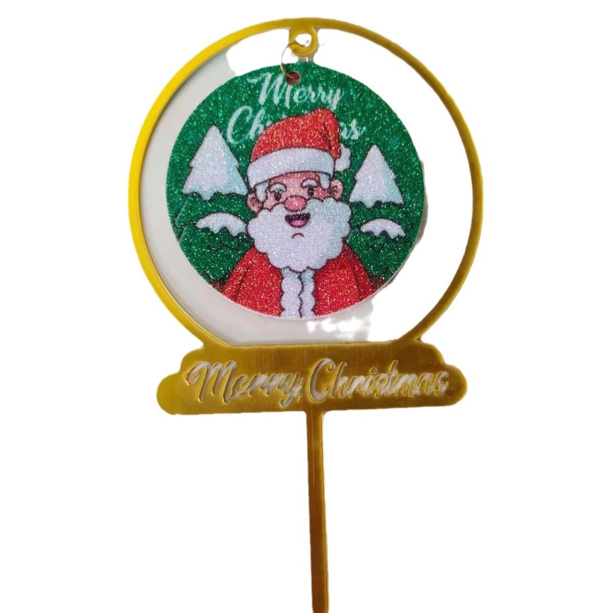 2024 New Style Color Printing Christmas Santa Claus Acrylic Xmas Cake Topper Party supplies decoration