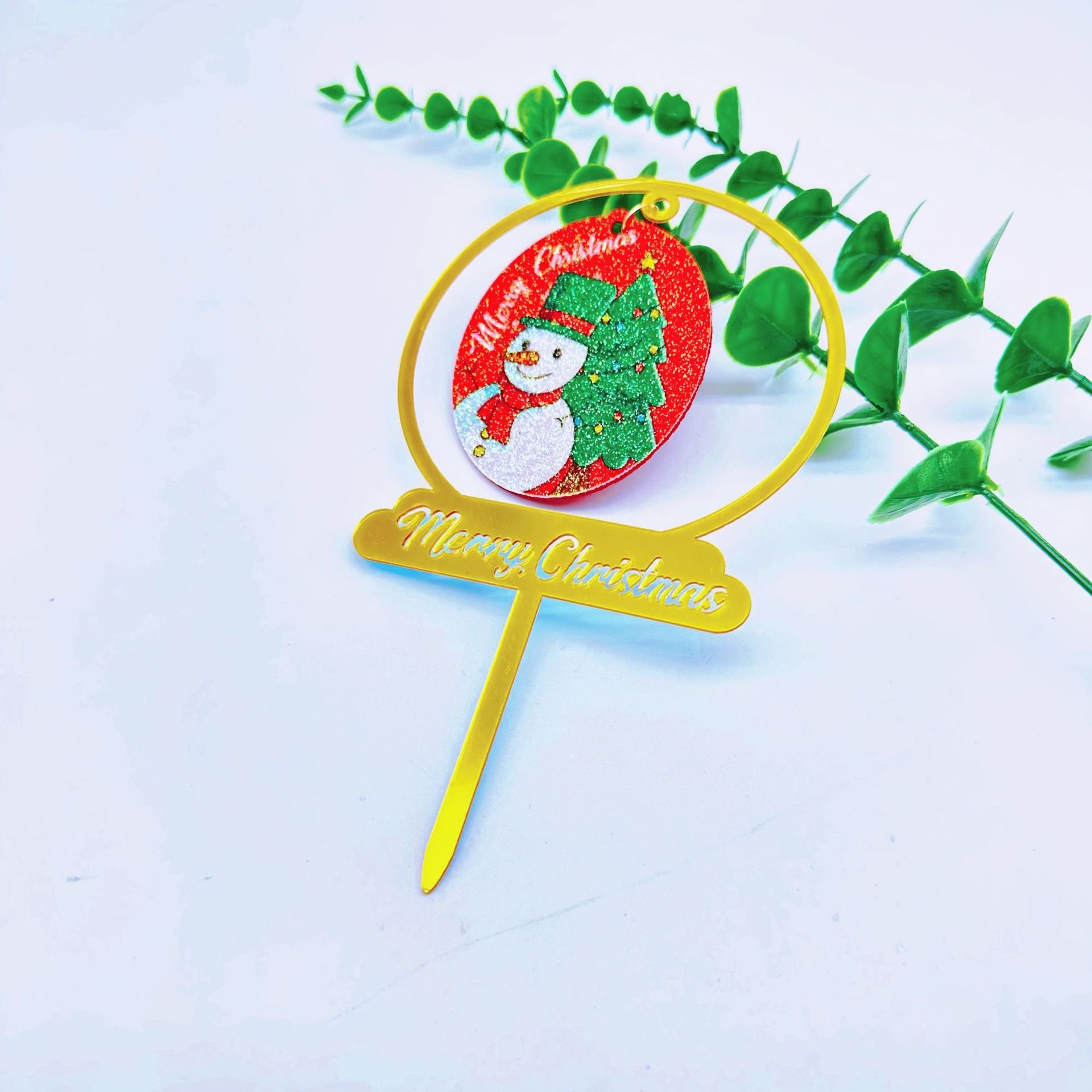 2024 New Style Color Printing Christmas Santa Claus Acrylic Xmas Cake Topper Party supplies decoration