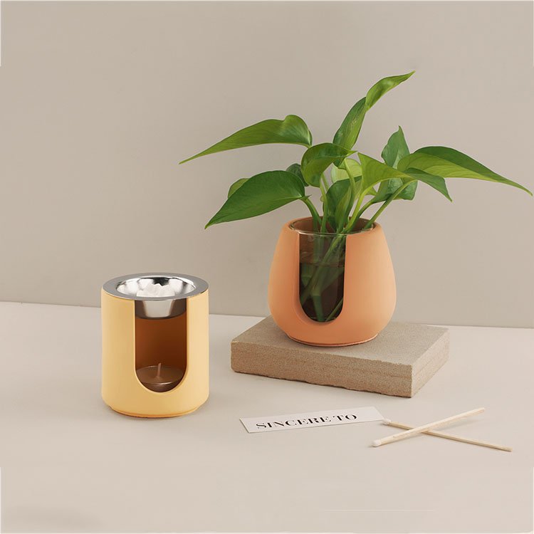YS Round Aromatherapy Burner Silicone Mold Hydroponic Plant Vase Decorations Casting Mould DIY Essential Oil Candlestick Making
