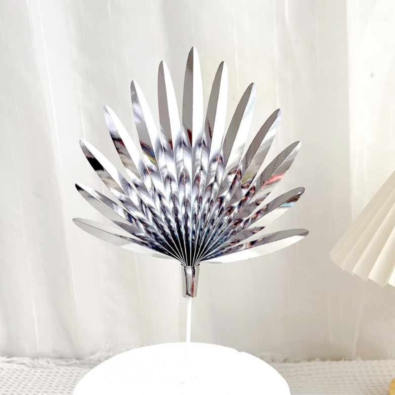 New cake decoration tools Fan shaped cushion topper Plastic fan leaf party decoration supplies cake topper