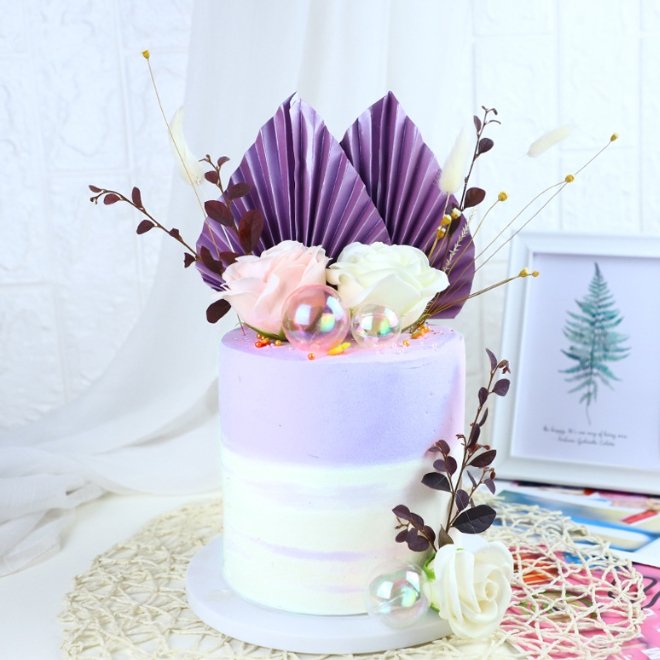 Hot sell Decor Pastry Accessories Paper Palm Leaves Decorative Fan for Cake Supplies Christmas Halloween Valentines Decorations