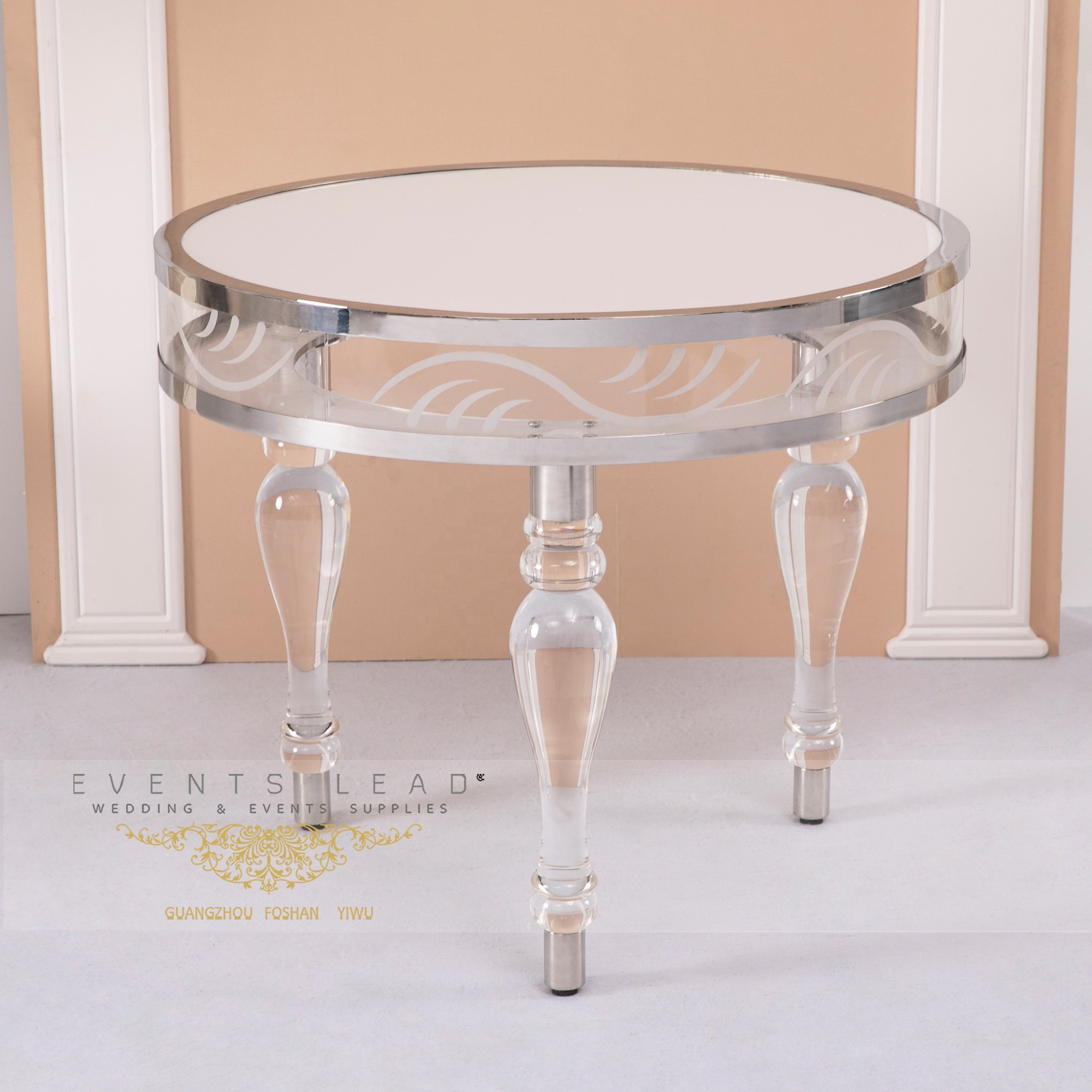 Luxury wedding gold cake table round birthday clear acrylic cake table
