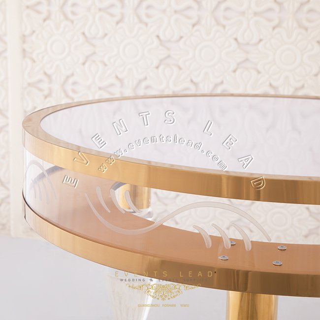 Luxury wedding gold cake table round birthday clear acrylic cake table