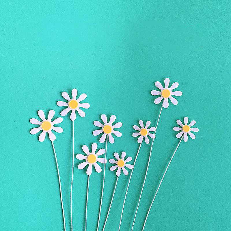 Flower Cake Toppers Chrysanthemum Cupcake Toppers Cake Birthday Wedding Baby Shower Party Supplies Daisy Cake Decorations