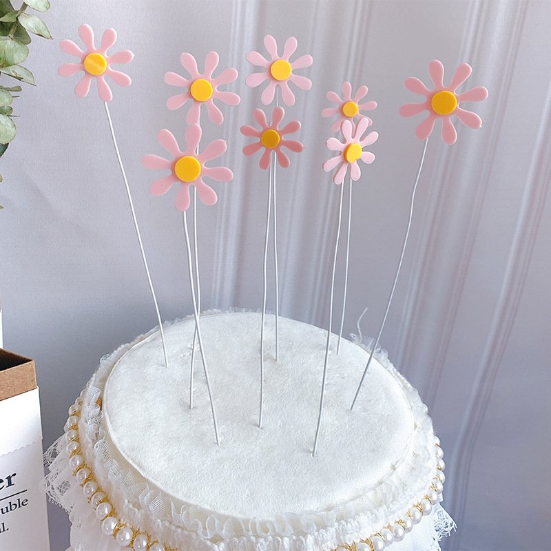 Flower Cake Toppers Chrysanthemum Cupcake Toppers Cake Birthday Wedding Baby Shower Party Supplies Daisy Cake Decorations