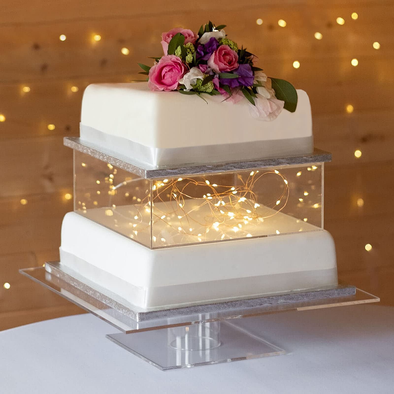 Factory wholesale Fillable Decorative Cake Riser Stand festive party supplies Acrylic Cake Tray for Wedding Birthday event decor