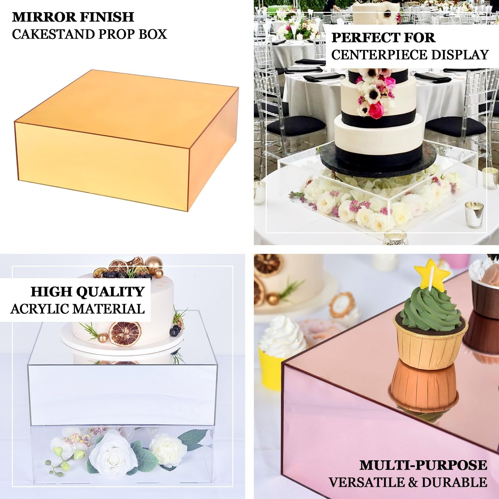 Factory wholesale Fillable Decorative Cake Riser Stand festive party supplies Acrylic Cake Tray for Wedding Birthday event decor