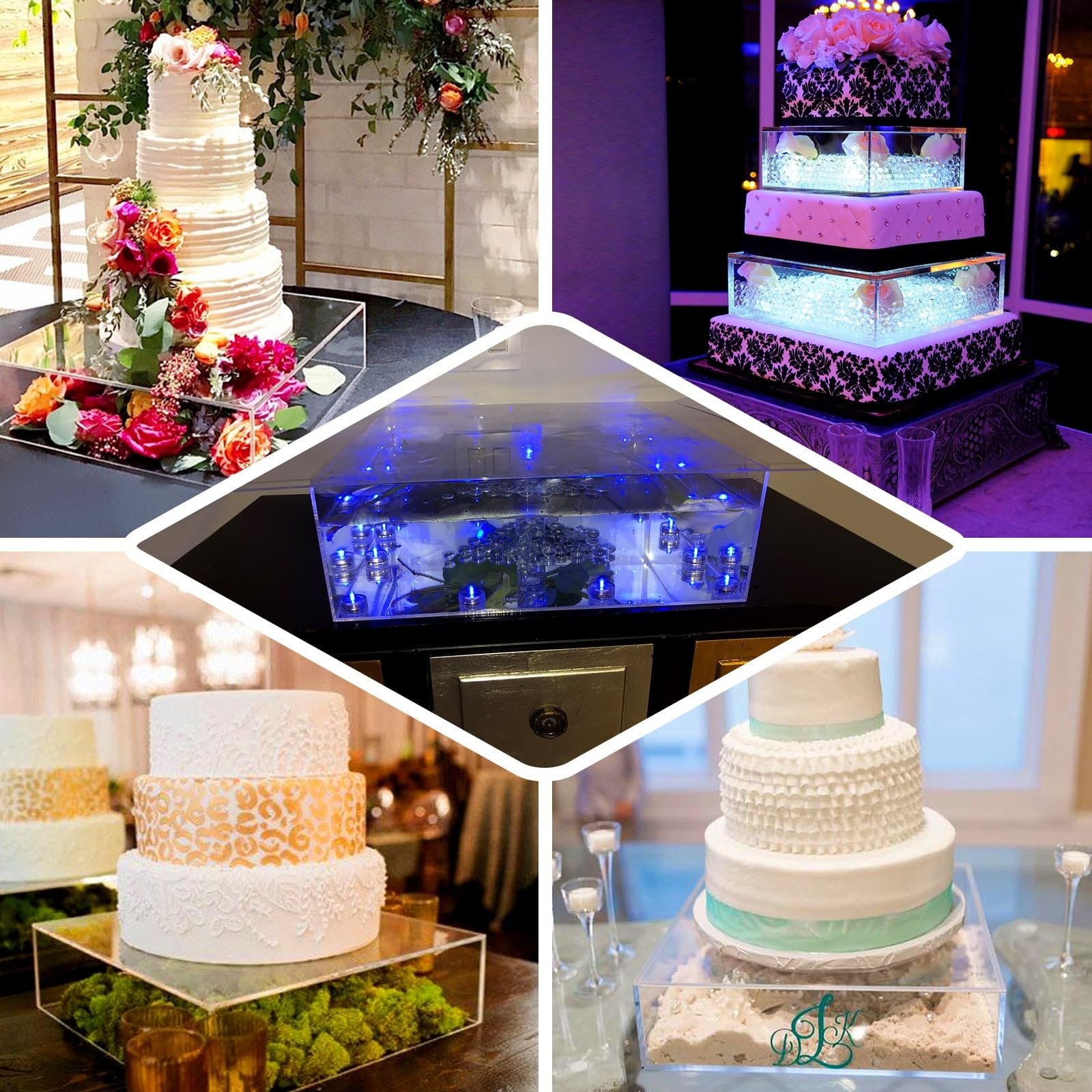 Factory wholesale Fillable Decorative Cake Riser Stand festive party supplies Acrylic Cake Tray for Wedding Birthday event decor