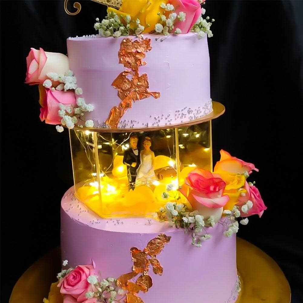 Gaojian Clear Acrylic Hexagon Cake Stand Centerpiece Pedestal Riser for Wedding Party Picture Frame Cake Holder Display Stand