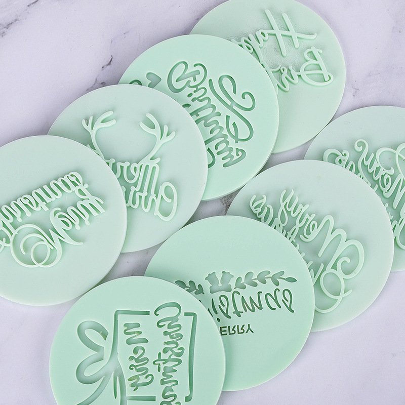 Christmas baking printing mould seal happy birthday cake fondant DIY handbook printing mould baking accessories tools