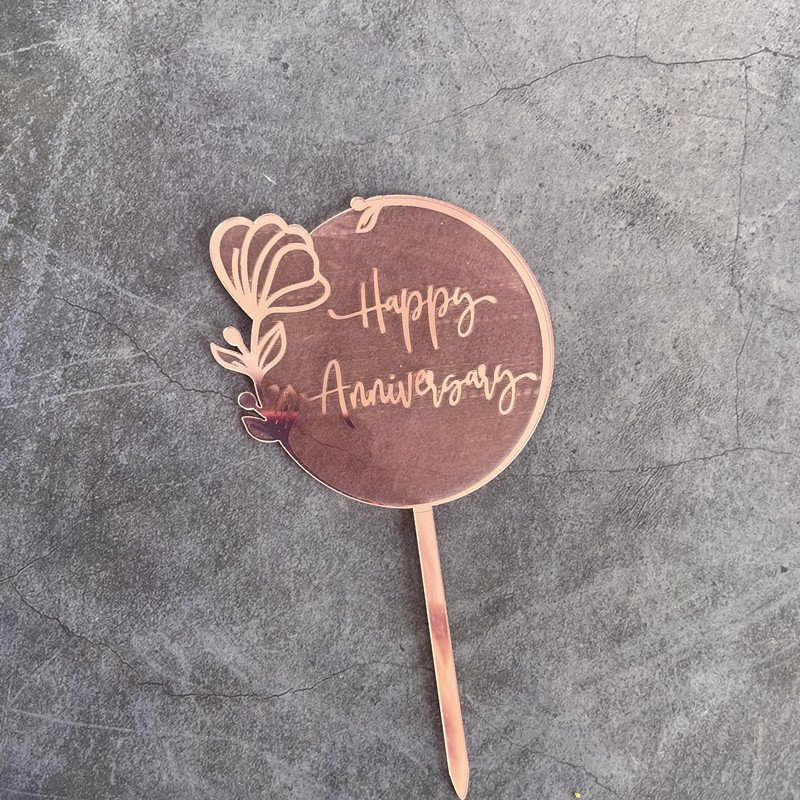 Happy Birthday Anniversary Laser Marked Acrylic Cake Toppers for Decorations for Celebrations