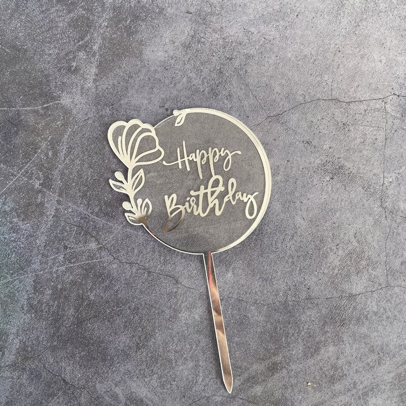 Happy Birthday Anniversary Laser Marked Acrylic Cake Toppers for Decorations for Celebrations