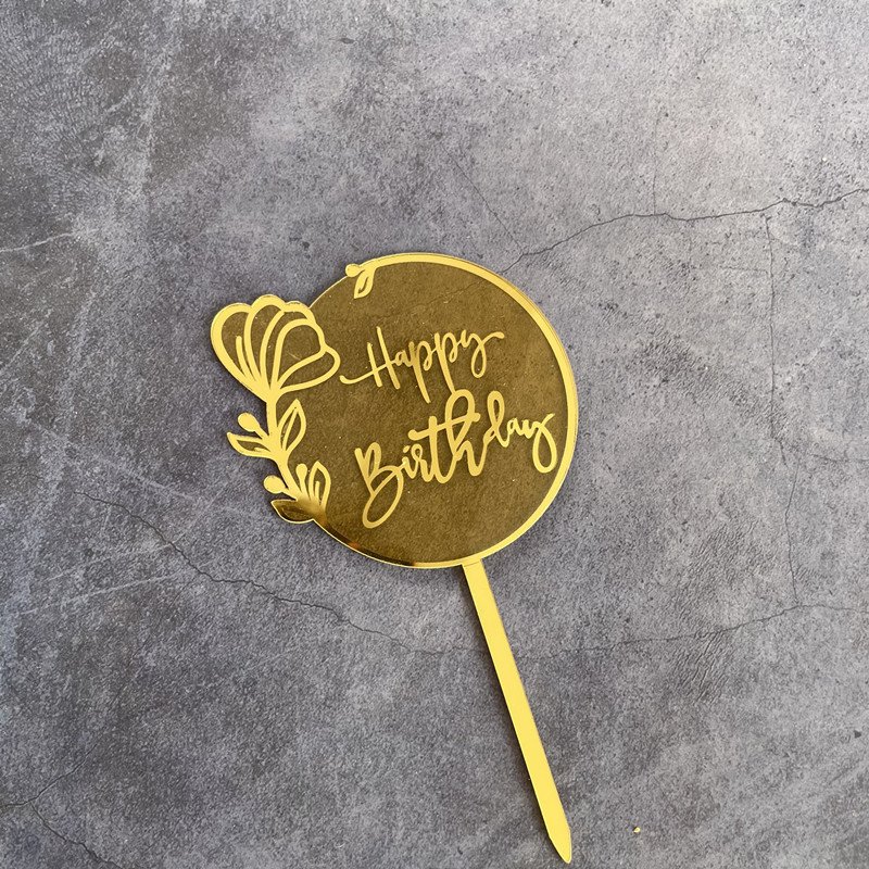 Happy Birthday Anniversary Laser Marked Acrylic Cake Toppers for Decorations for Celebrations